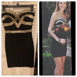 Narcissus strapless gold sequin dress